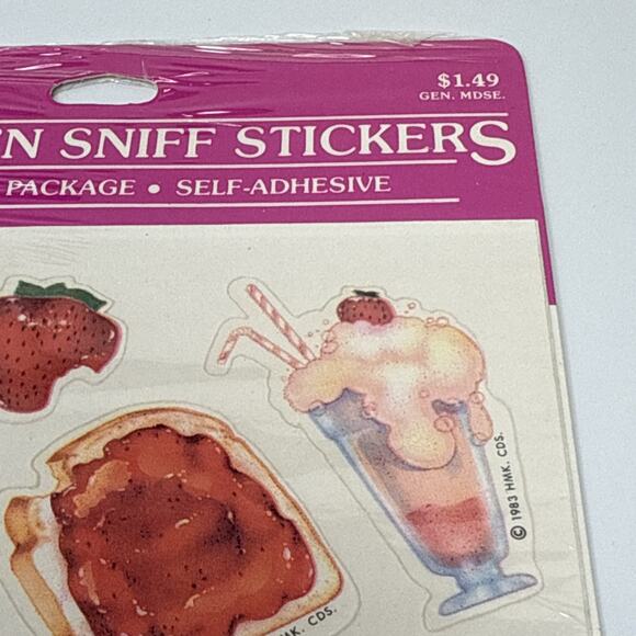 MINT NOS 1983 Hallmark Scratch ’N Sniff Stickers - Strawberry Scent/Theme - Picture 8 of 14